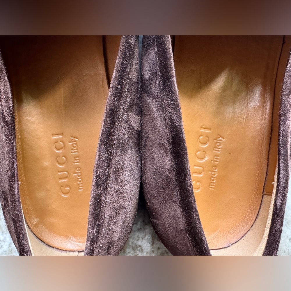GUCCI GG Horsebit Suede Loafers Brown 12 / 12.5 US $1000 Jordaan 1953 Moccasins - Picture 9 of 10